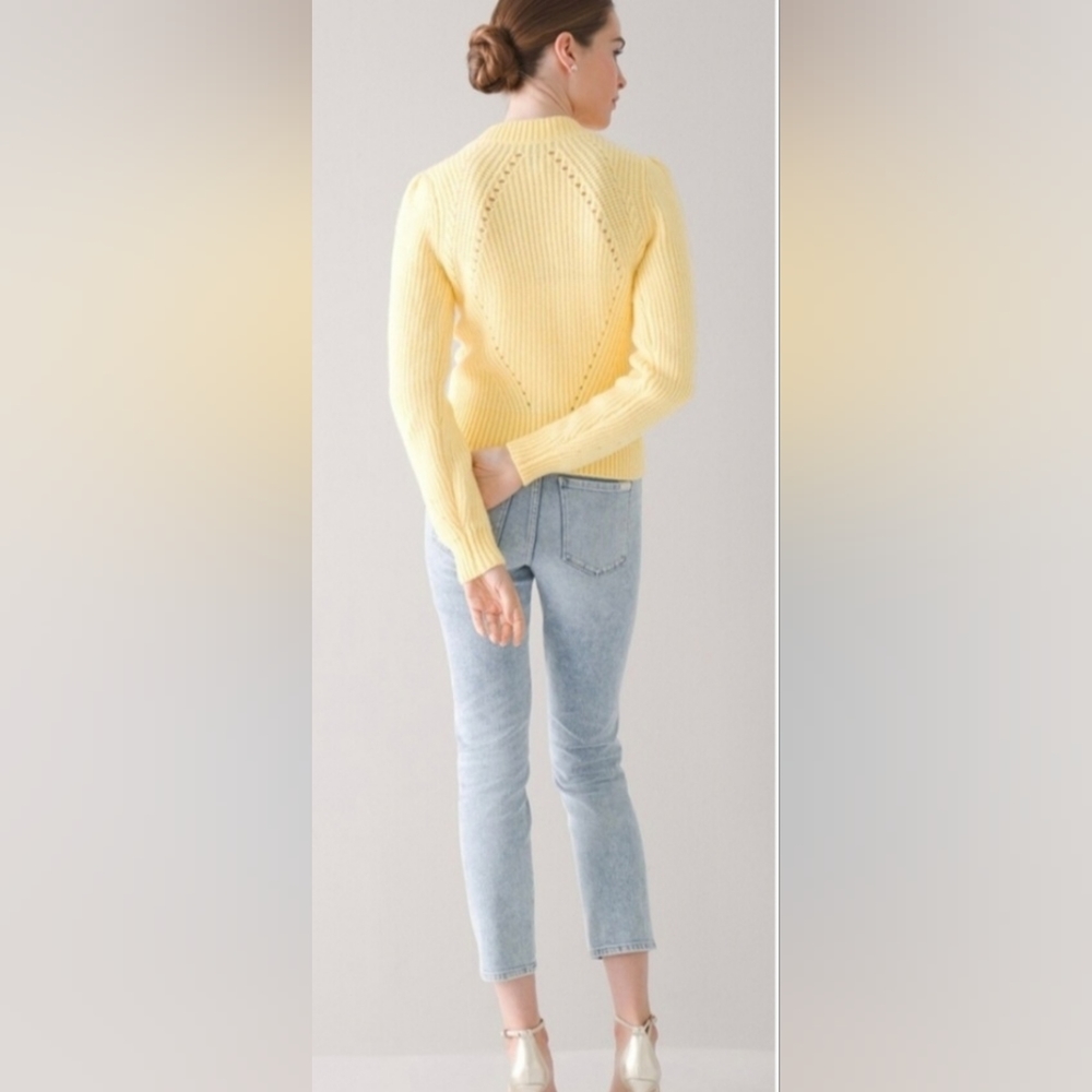 Yellow V-Neck Button Cardigan Sweater - Picture 3 of 16